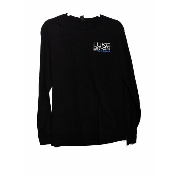 Luke Bryan Kill The Lights Mens Black T-Shirt Long Sleeve Pure Cotton Size M - Picture 1 of 8